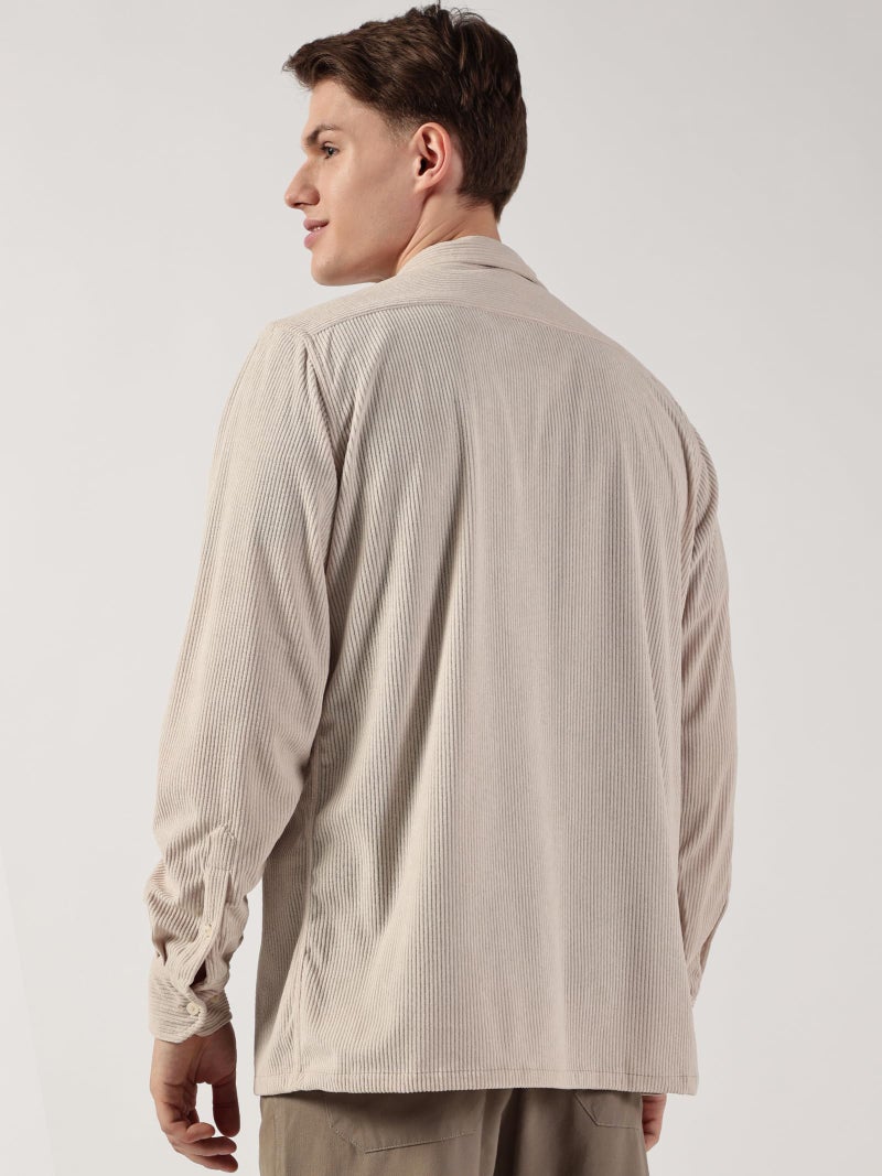 Thomas Scott Men’s Premium Slim Fit Oversized Corduroy Shacket(TS1630_Beige_L) - Image 3