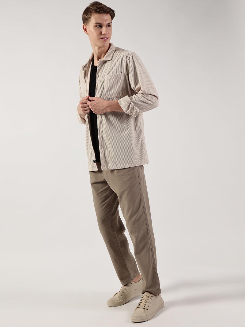 Thomas Scott Men’s Premium Slim Fit Oversized Corduroy Shacket(TS1630_Beige_L) - Image 4