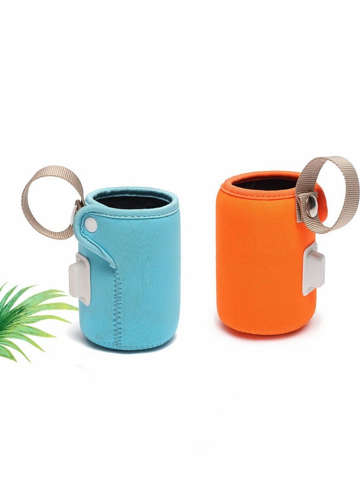 حقيبة تسخين زجاجة الحليب المحمولة للسفر تحافظ على الحليب دافئًا أثناء التنقل مثالية للسيارة والتسوق خفيفة الوزن بغطاء أزرق - Image 3