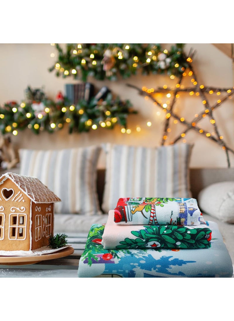 Moukeren Moukeren 3 Pcs Christmas Bathroom Towel Sets Water Absorbent Soft Christmas Bath Towel Hohoho Snowflake Santa Christmas Tree Truck Deer Winter Christmas Red Towels for Home Hotel Xmas Decor Truck  - Image 4