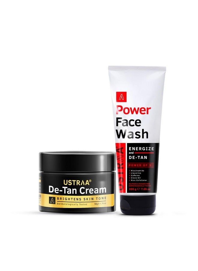 Ustraa - Detan Cream 50G For Tan Removal With Japanese Yuzu Prevents Dark Spots Without Bleach & Power Face Wash 200G Energize & Detan Effective Tan Removal Removes Dead Skin No Sls - Image 1