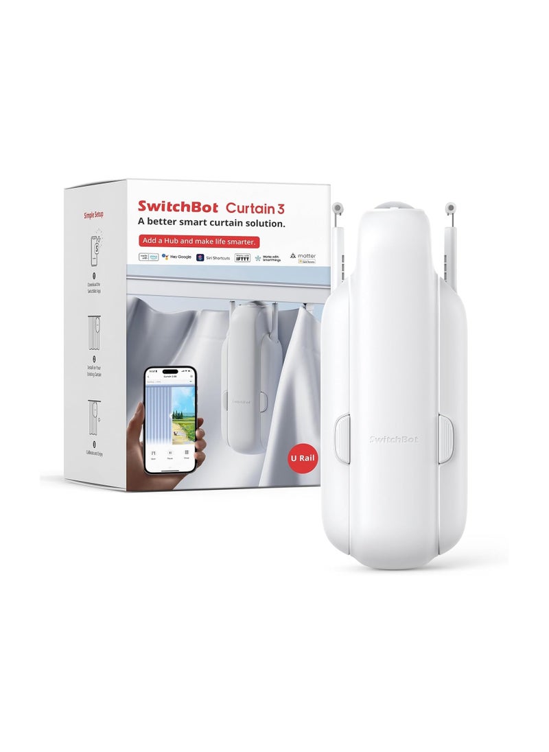 SwitchBot - U Rail 3 Smart Automatic Curtain Opener Bluetooth Remote Control with App Timer, Upgraded Performance Motor - Image 1