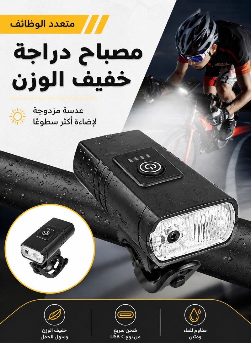 نييكام مصباح أمامي للدراجات الهوائية بستة أوضاع إضاءة، مزود بمصباحي LED من نوع XPE، مدى إضاءة يصل إلى 200 متر، إضاءة واسعة بزاوية 120 درجة، شحن سريع عبر منفذ USB-C، خفيف الوزن للغاية (58 جرامًا)، مقاوم للماء بمعيار IPX4، سهل التركيب بدون أدوات، مناسب لركوب الدراجات والمشي لمسافات طويلة والاستخدام في حالات الطوارئ. - Image 4