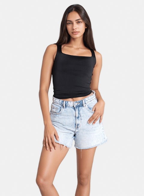 lavex, Women  looks Square Neck Top Black Color