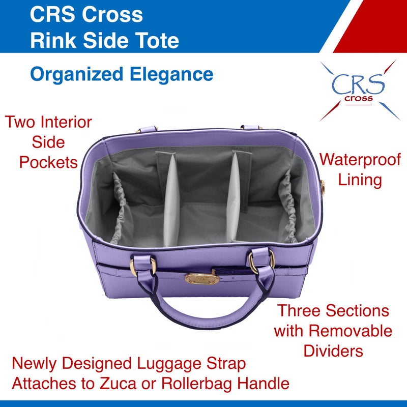 CRS Cross CRS Cross Rink Side Tote. Ice Skating Accessory Bag for Figure Skating, Roller and Inline Skaters, Ballet, Dance and Cheer. Organizes Guards, Water Bottle, Tissues, Phone. (Purple Lavender Tote)  - Image 4