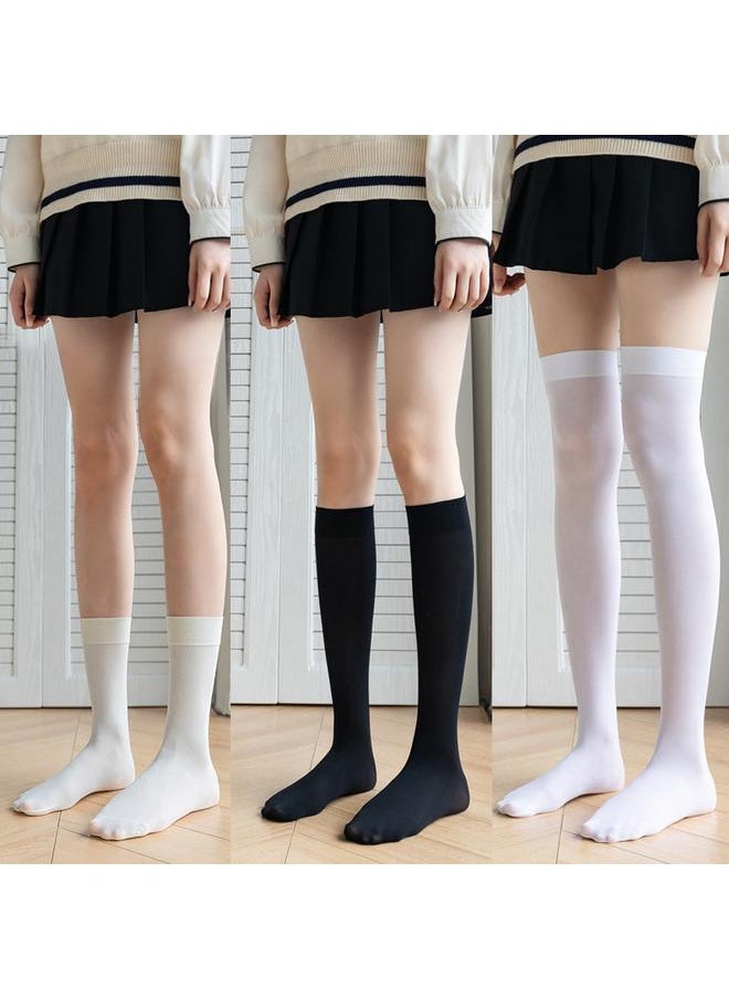 Bluejw - Socks Women Japanese JK Velvet Calf Socks For Four Seasons Universal Thin Stockings Black And White Solid Color Silk Stockings Compression Socks - Image 1