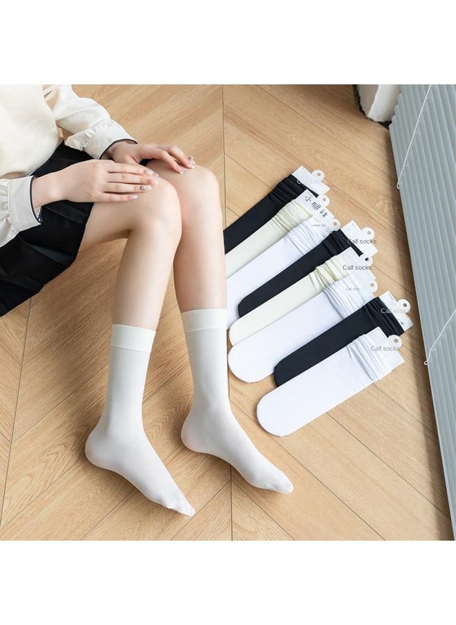 Bluejw - Socks Women Japanese JK Velvet Calf Socks For Four Seasons Universal Thin Stockings Black And White Solid Color Silk Stockings Compression Socks - Image 1