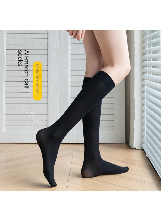 Bluejw - Socks Women Japanese JK Velvet Calf Socks For Four Seasons Universal Thin Stockings Black And White Solid Color Silk Stockings Compression Socks - Image 1
