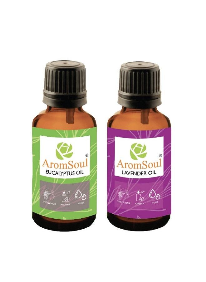 Aromsoul Pure Eucalyptus & Lavender Essential Oil 15 Ml Each ; Combo Pack Of 2 Oils For Hair Skin Face ; Therapeutic & Aromatherapy Grade ;  - Image 1