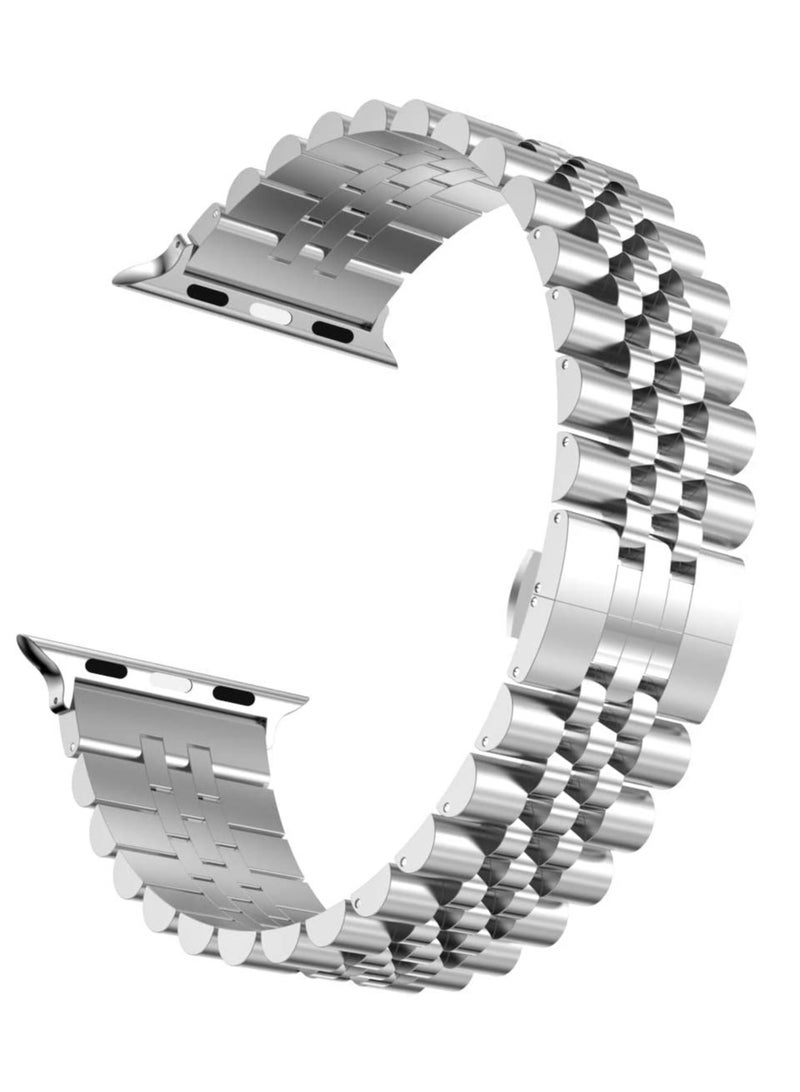 عام سوار معدني من الفولاذ المقاوم للصدأ متوافق مع أبل ووتش سلسلة 10 | الترا 2 | 9 | 8 الترا | 8 | 7 | 6 | SE مع واقي للهيكل. - Image 3