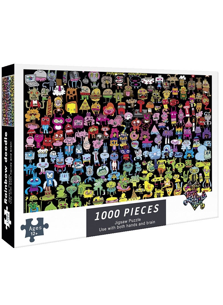 1000pcs Adult Cartoon Puzzle Rainbow Graffiti，Canvas Size 75cm * 50cm - Image 1