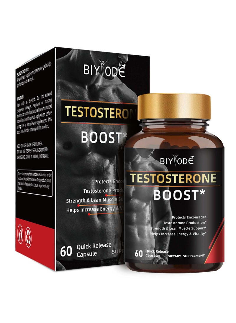 BIYODE Boost Testosterone Booster And Energy Supplement For Men, Boost Energy, Increase Stamina, Enhance Vitality And Performance 60 Capsules  - Image 1