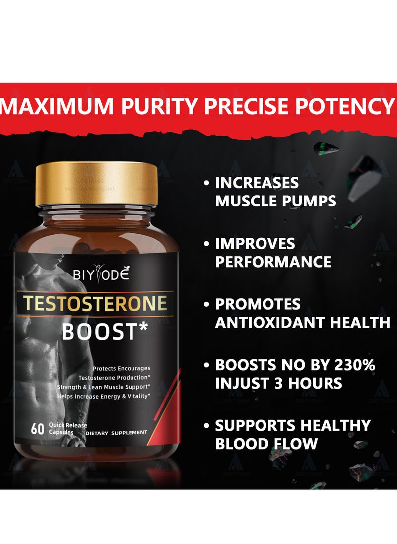 BIYODE Boost Testosterone Booster And Energy Supplement For Men, Boost Energy, Increase Stamina, Enhance Vitality And Performance 60 Capsules  - Image 2