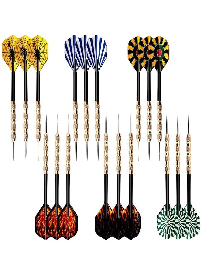 Proberos® 18Pcs Steel Tip Darts Set for Adults, 18g Heavy Duty Brass Darts with 6 Unique Flights, Sharp Metal Tips Perfect for Dartboard Games, Parties, Bars, Gifts for Men & Teenagers - Image 1