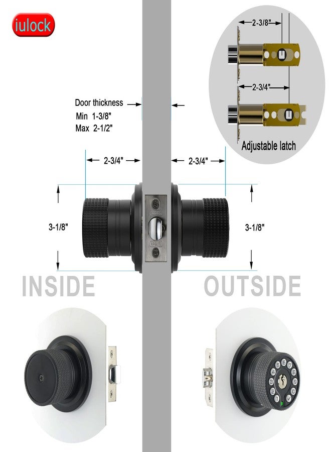 iulock Smart Door Knob with Keypad and Key,Keyless Entry Door Lock with Rubber Grip, Auto Lock,50 User Code,Waterproof, Easy to Install and Program for Bedroom Garage Office Gate (Matte Black) - Image 5