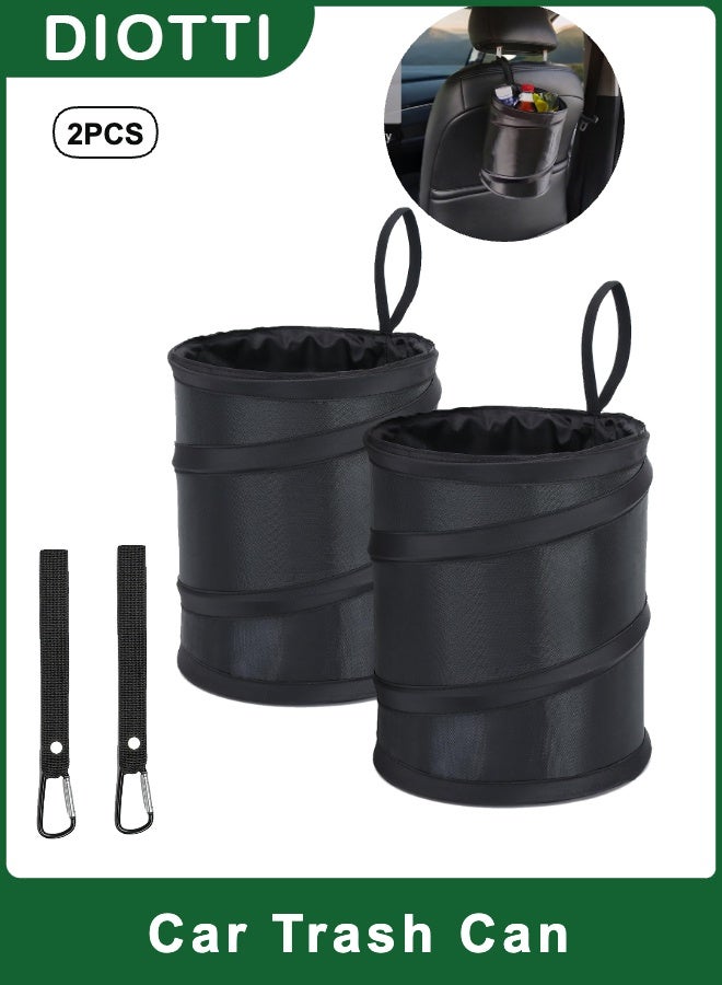 DIOTTI 2PCS Car Trash Can Foldable Hanging Garbage Bin Collapsible Car Organizer Reusable Easy Clean for SUV Truck RV Boat (16*16*20 CM) - Image 1