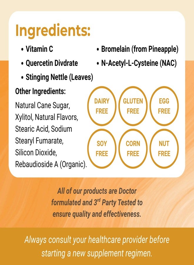 Serawise Quercetin Hist Defense Jr. By Dr. Ana Maria Temple | Natural Seasonal Support for Kids | With Quercetin, Stinging Nettle, Bromelain, NAC and Vitamin C | 60 Chewable Tablets - Image 2