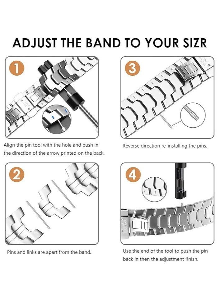 TIGER Stainless Steel Band for Apple Watch Ultra Band 49mm 45mm 44mm 42mm 38mm 40mm 41mm, Metal Strap with Folding Clasp for Apple Watch Series 8 7 6 5 4 3 2 1 for Men (silver, 49mm 45mm 44mm 42mm) - Image 5