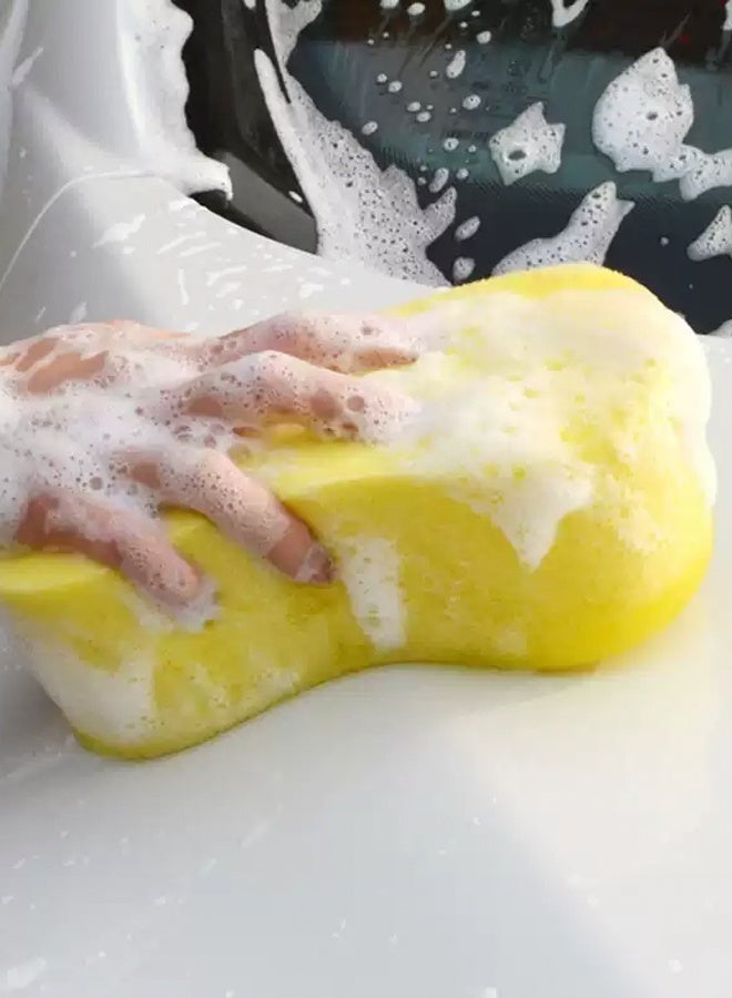 3Pcs Green Yellow Dual Color Car Wash Sponge High Foam Multi Purpose Household Cleaning Sponge - Image 4