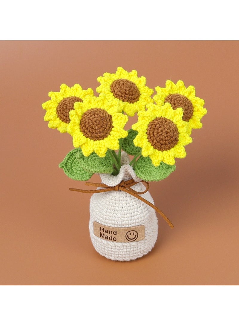 Hand-crocheted bouquets of potted plants, woven artificial timeless flowers with delicate POTS for friends, ladies, kids, perfect home decor, desk - Image 4