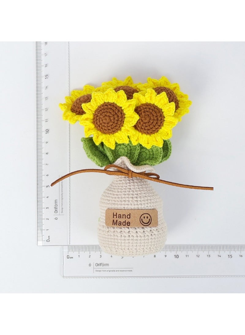Hand-crocheted bouquets of potted plants, woven artificial timeless flowers with delicate POTS for friends, ladies, kids, perfect home decor, desk - Image 3