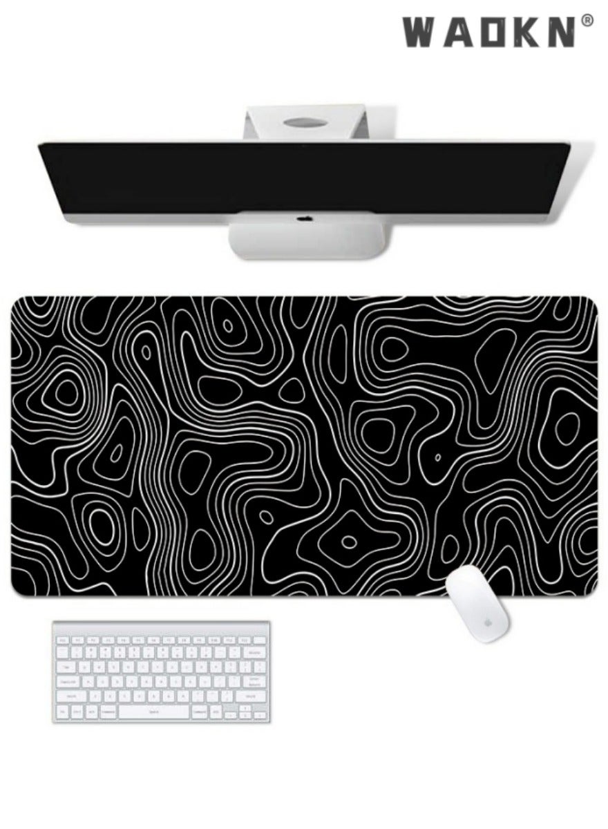 WAOKN Large Mouse and Keyboard Pad Extended Gaming Mouse Pad Non-slip Rubber Base Mouse Pad Office Desk Mat Smooth Cloth Surface Keyboard Mouse Pads for Computers (800 * 300 * 3mm),Striped Black