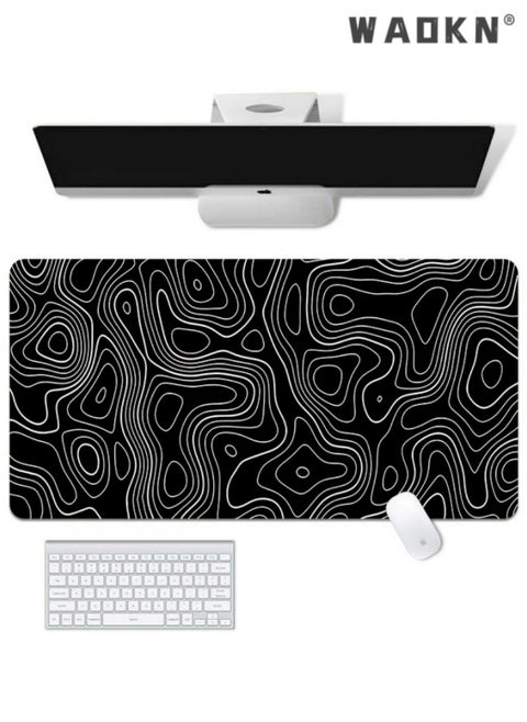 Large Mouse and Keyboard Pad Extended Gaming Mouse Pad Non-slip Rubber Base Mouse Pad Office Desk Mat Smooth Cloth Surface Keyboard Mouse Pads for Computers (800 * 300 * 3mm）,Striped Black
