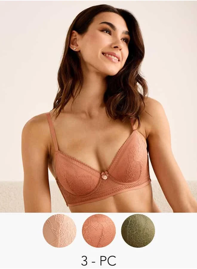 Splash FAV Set of 3 - Lace Textured Demi Bra