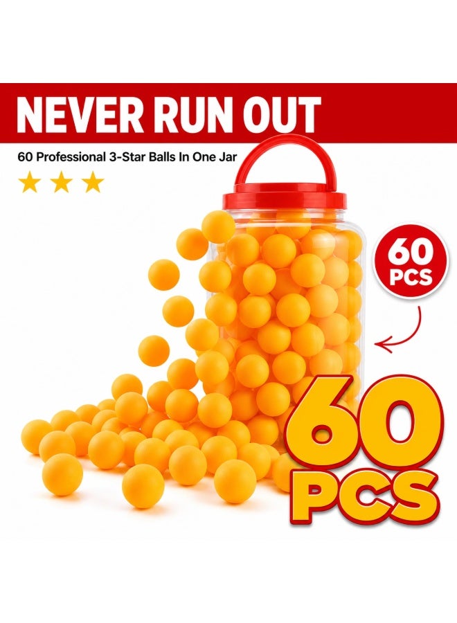REGAIL Ping Pong Balls - 60 Pcs 40mm Durable ABS Training Table Tennis Balls – Professional Quality for Indoor & Outdoor Use – Yellow Practice Balls for Kids & Adults - Image 2