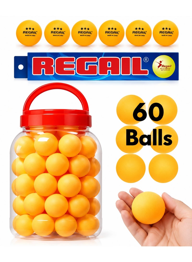 ريجيل كرات بينج بونج 60 قطعة، كرات تنس طاولة 40 مم، REGAiL كرات تدريب ABS متينة، ارتداد ثابت، كرات رياضية للاستخدام الداخلي والخارجي للمنزل والمدارس والأندية والتدريب - Image 1