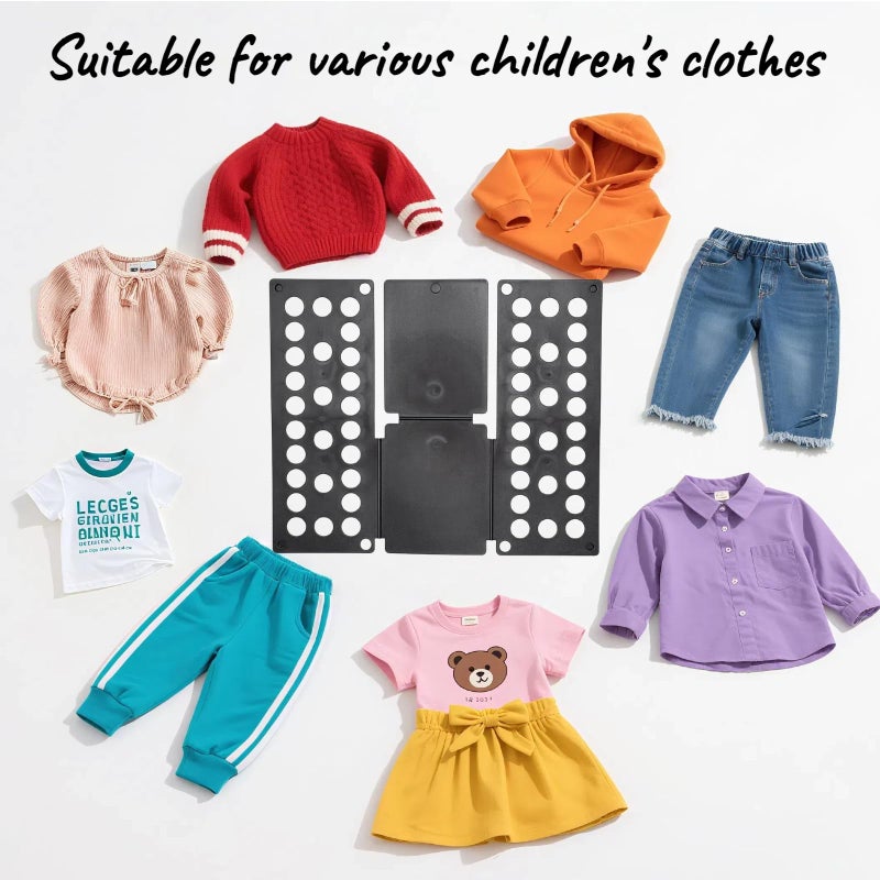 WQQWQQ For Kids Ages 1â€“7 (Up to 48â€³/120cm) â€“ Mini Kids Clothes Folding Board, Shirt Folder, Compact Laundry Organizer for Small Sizes, Portable Clothes Folder (Black) - Image 4