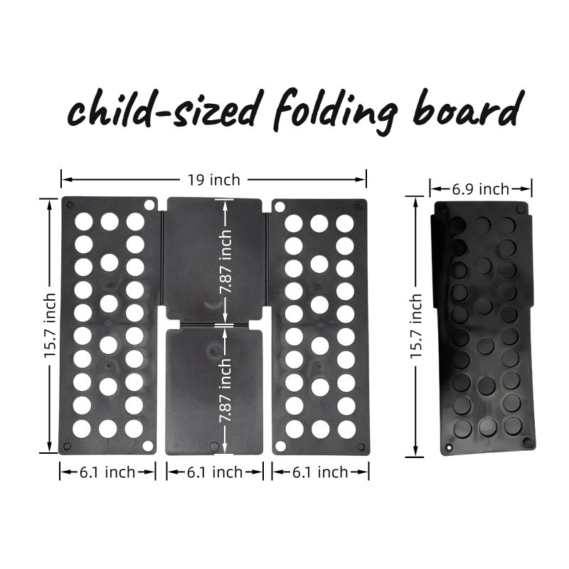 WQQWQQ For Kids Ages 1â€“7 (Up to 48â€³/120cm) â€“ Mini Kids Clothes Folding Board, Shirt Folder, Compact Laundry Organizer for Small Sizes, Portable Clothes Folder (Black) - Image 2