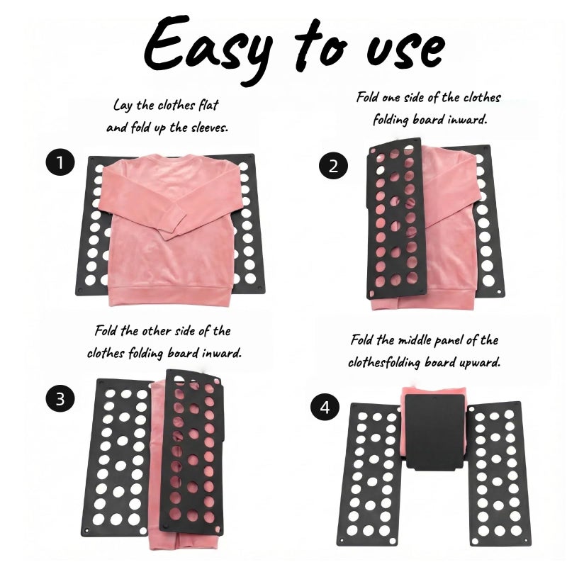 WQQWQQ For Kids Ages 1â€“7 (Up to 48â€³/120cm) â€“ Mini Kids Clothes Folding Board, Shirt Folder, Compact Laundry Organizer for Small Sizes, Portable Clothes Folder (Black) - Image 3