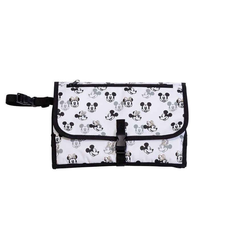 JL Childress Disney Baby by JL Childress Portable Diaper Changing Station for Baby Includes Wipes Case Storage Pockets Disney World Travel Essential Travel Diaper Changing Kit Mickey Minnie Ivory 