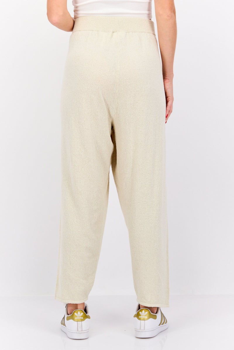 MONKI Women Regular Fit Knitted Straight Leg Pants, Beige - Image 2