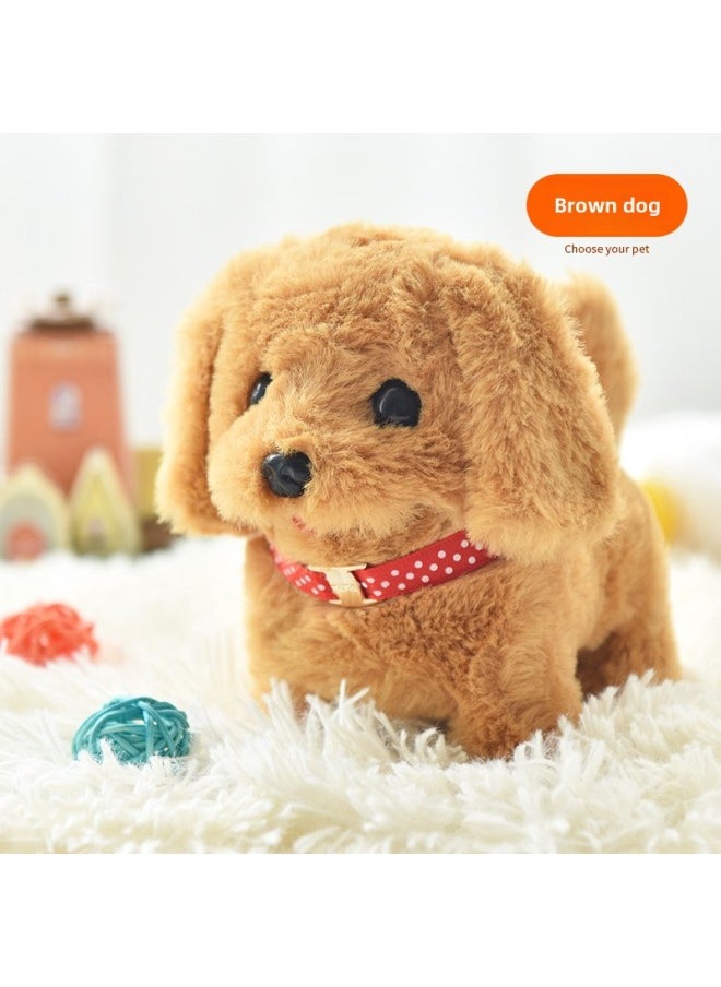 Hot-selling Children's Simulation Electric Plush Doll Learning To Walk Will Call Pet Dog Boys And Girls Toys Wholesale-Color:Brown Dog-Cross Border-Bag  - Image 1