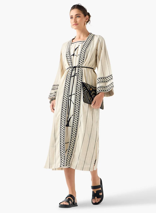 Iconic Iconic Printed Dress with Longline Shrug