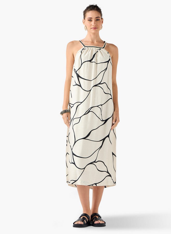 ايكونيك فستان أيقوني مطبوع مع شال طويل - Image 3