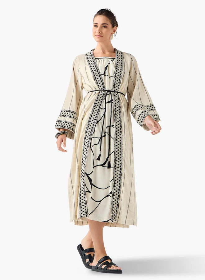 Iconic Iconic Printed Dress with Longline Shrug