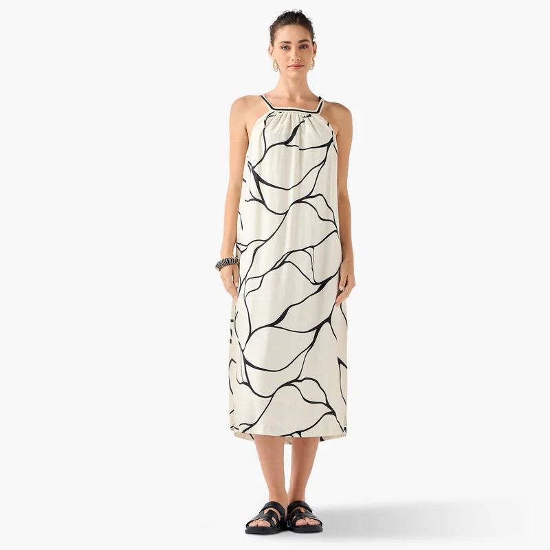 Iconic Iconic Printed Dress with Longline Shrug