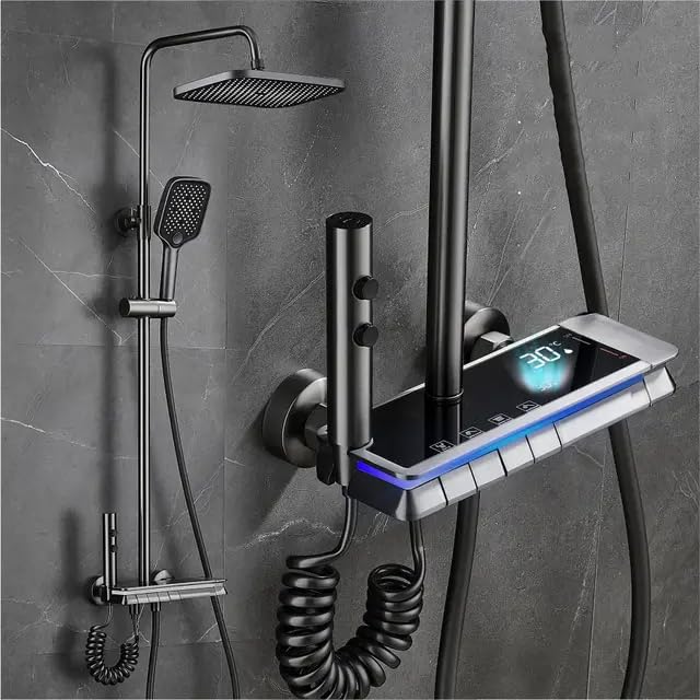 ARAMO ARAMO Shower SetShower Panel Clam with Hydropowered LED Light Digital Display 4 Water Functions  - Image 2