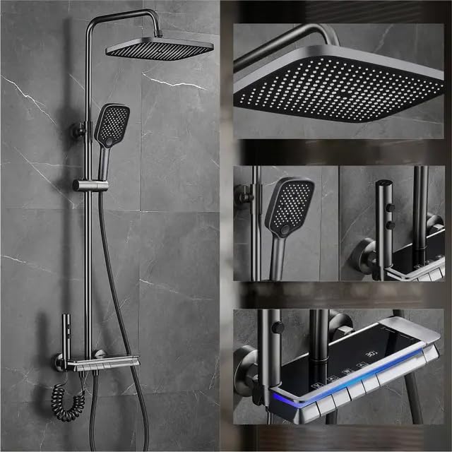 ARAMO ARAMO Shower SetShower Panel Clam with Hydropowered LED Light Digital Display 4 Water Functions  - Image 5