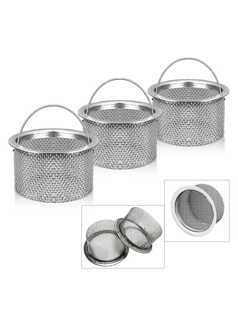 RATSAW 3-Pack Kitchen Sink Drain Strainer Stainless Steel Fine Mesh Food Catcher with Handle 3-Inch Sink Strainer for Kitchen and Bathroom Dishwasher Safe  - Image 1