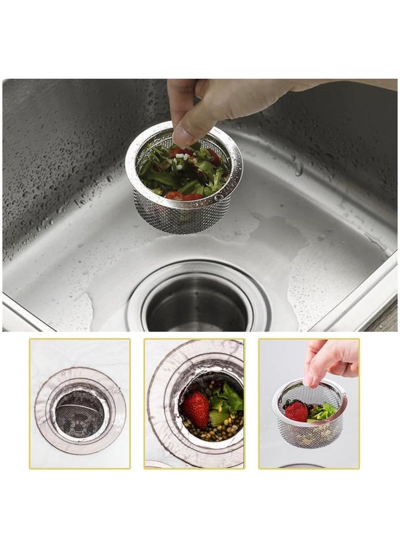 RATSAW 3-Pack Kitchen Sink Drain Strainer Stainless Steel Fine Mesh Food Catcher with Handle 3-Inch Sink Strainer for Kitchen and Bathroom Dishwasher Safe  - Image 4