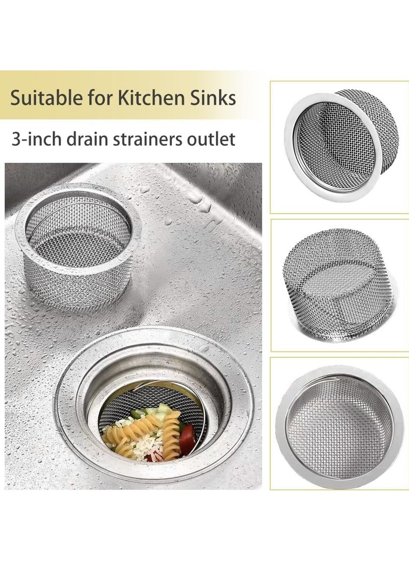 RATSAW 3-Pack Kitchen Sink Drain Strainer Stainless Steel Fine Mesh Food Catcher with Handle 3-Inch Sink Strainer for Kitchen and Bathroom Dishwasher Safe  - Image 5