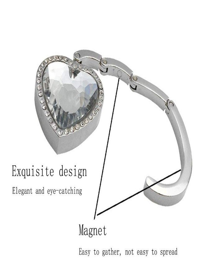 Bestdays Heart Shape Folding Hanging Hook Crystal Rhinestone Handbag Hanger for Table (Pink) - Image 3