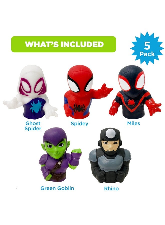 Ginsey Spidey and His Amazing Friends 5 Piece Finger Puppet Set - Bath Toys, Party Favors, 1.0 Count, 0.145 pounds - Image 2