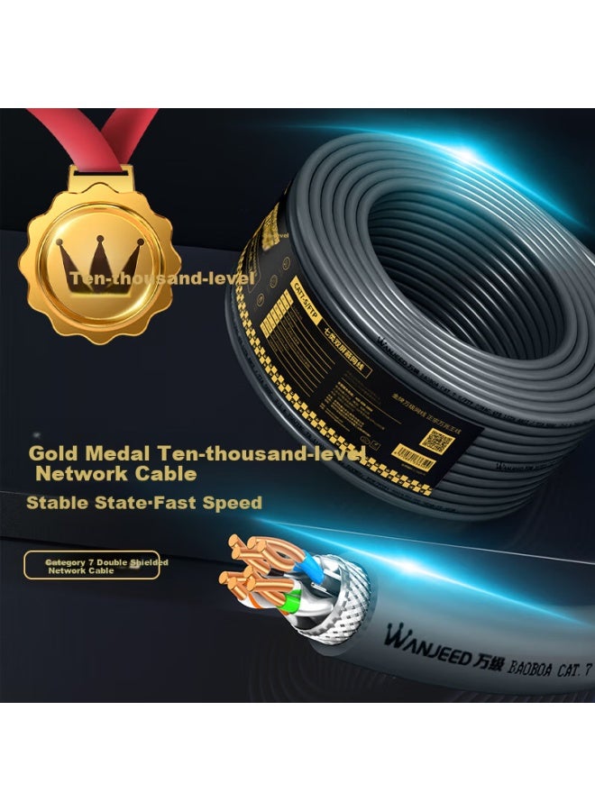Ofnpftth Schumacher Oxygen-free Pure Copper Core Double Shielded Anti-interference Cat7 Class 10g High-speed Network Broadband Cable Gray 30 Meters Per Box Engineering E-sports Home Decoration - Image 1