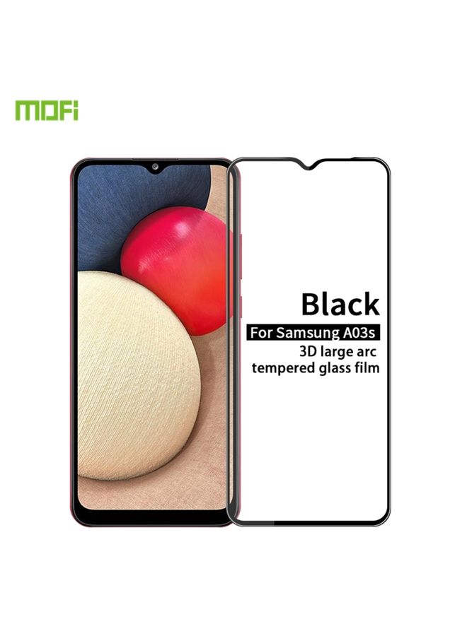 Screen Protector For Samsung Galaxy A03s 164mm MOFI 9H 3D Explosion-proof Curved Screen Tempered Glass Film(Black)