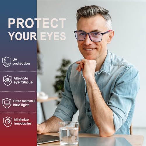 BLOEXCLU 4 Pack Progressive Multifocus Reading Glasses for Men Women TR90 Sports Style Anti-Blue Light Computer Readers (black & red & grey & transparent, 1.25, x) - Image 5